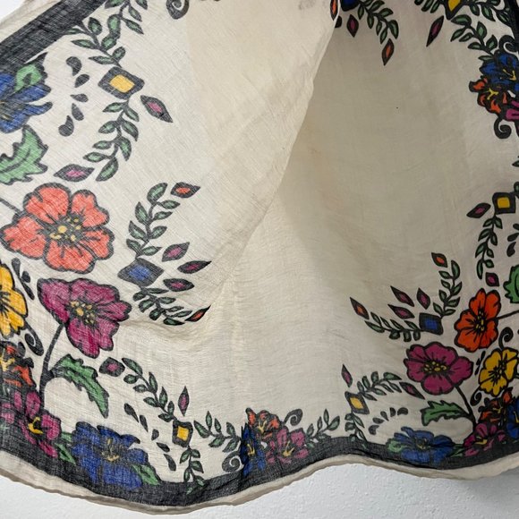 Womens Multicolor Floral Tasseled Woven Boho Colorful Scarf One Size - Picture 3 of 3